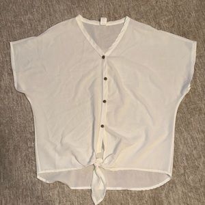 White Button down tie up top 🤍